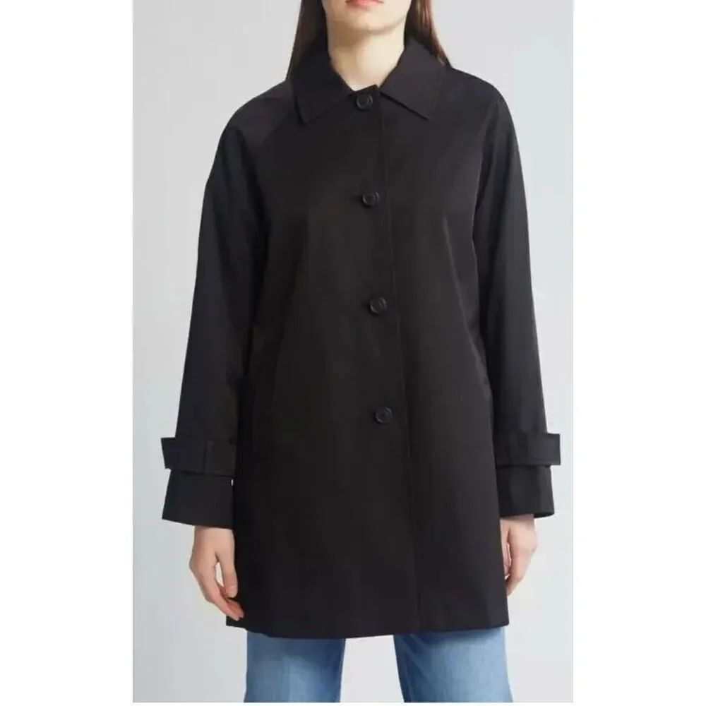 VIA SPIGA Balmacain Cotton Blend Coat in Black NWT Size XL
